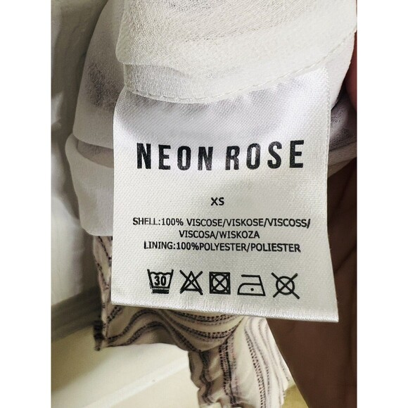 Neon Rose Size XS White Strip Jumpsuit Romper w/ Straps Line Viscose - Picture 5 of 6